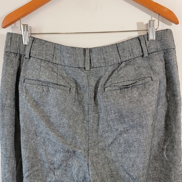 TALBOTS Bristol Pant Women Sz 14 Gray Linen Blend Pleat Front Cropped Minimalist - Picture 6 of 12